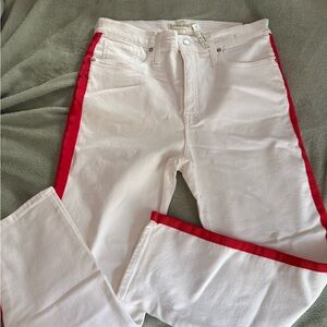 Madewell White Jeans with Red Stripes